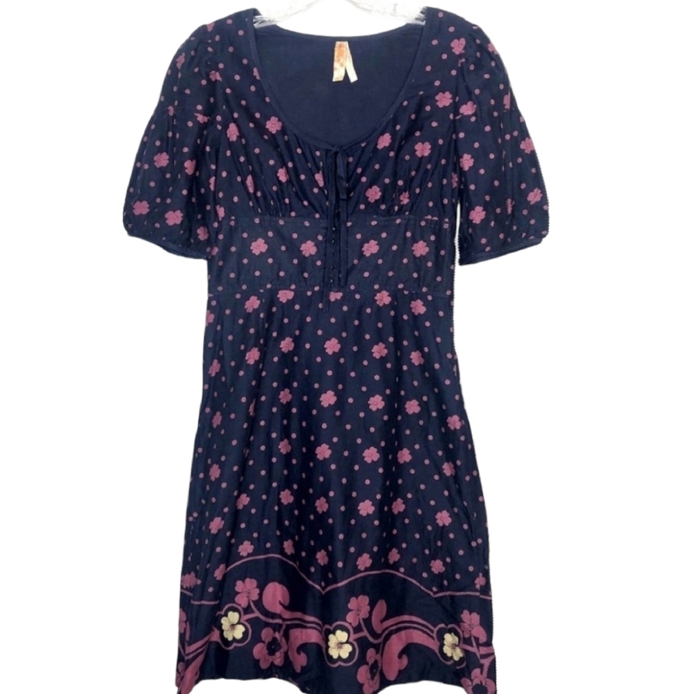 Anthropologie Maeve Dark Blue Floral Dress